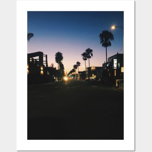 Sunset on Abbot Kinney Boulevard Posters and Art